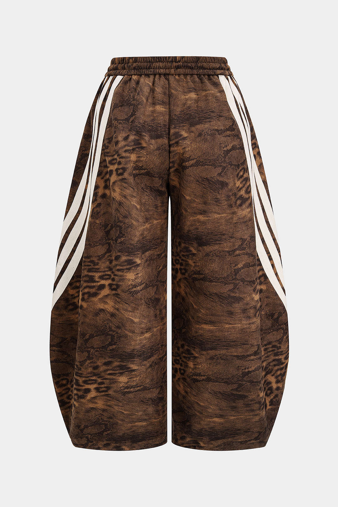 Plus Size Leopard Print Suede Wide Leg Pants - Weenar