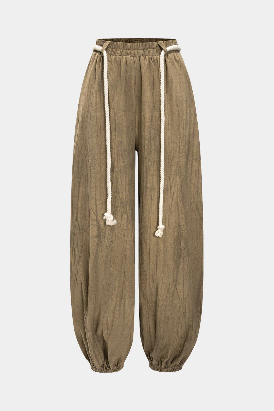 High Waist Drawstring Trousers - Weenar
