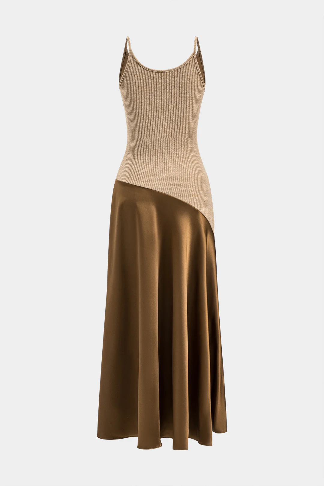 Satin Patchwork Slip Maxi Dress - Weenar