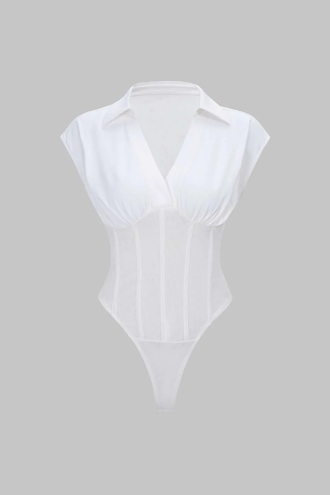 Solid Waist-Cinching Short Sleeve Bodysuit - Weenar