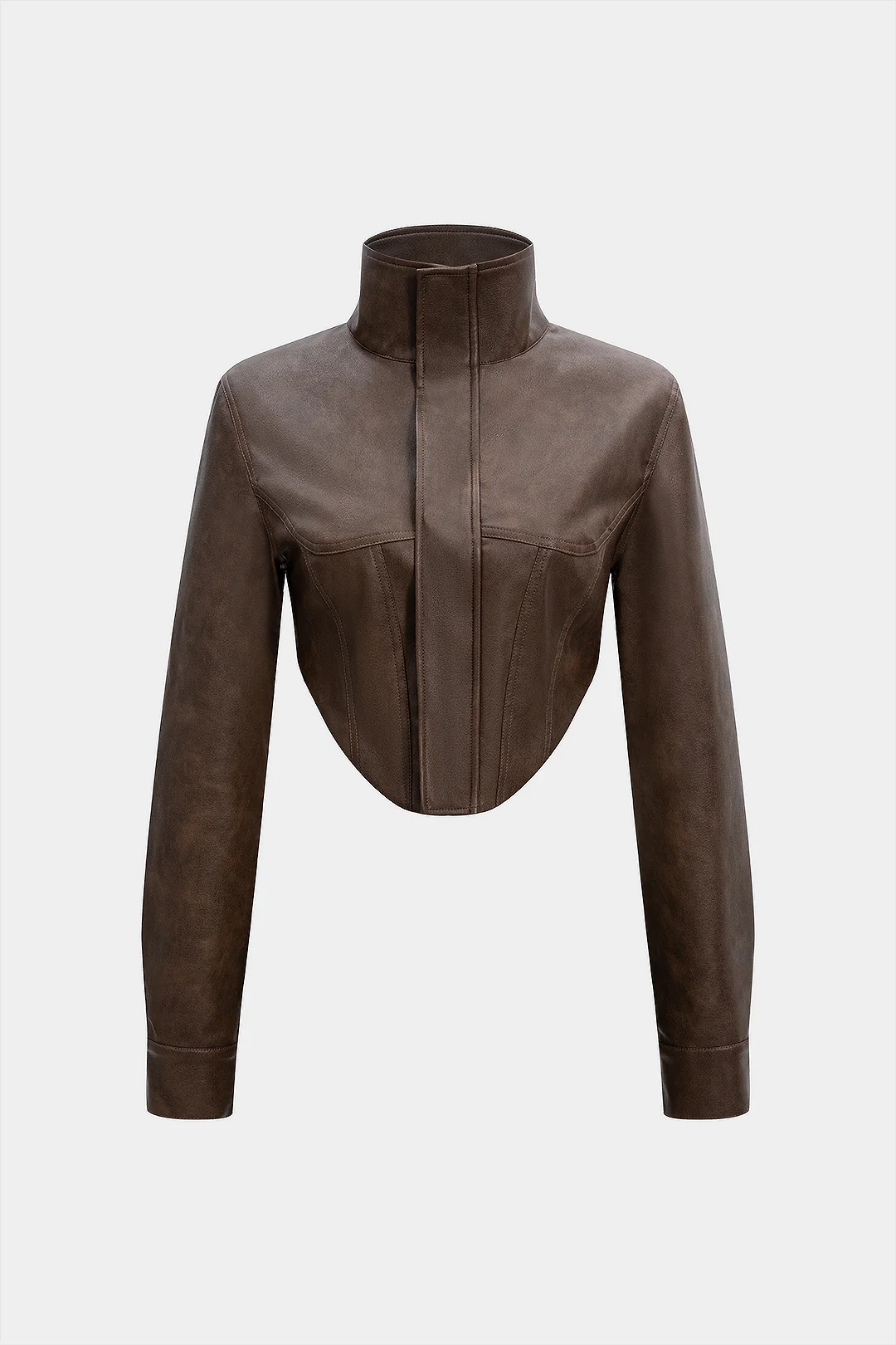 Faux Leather Button Jacket - Weenar