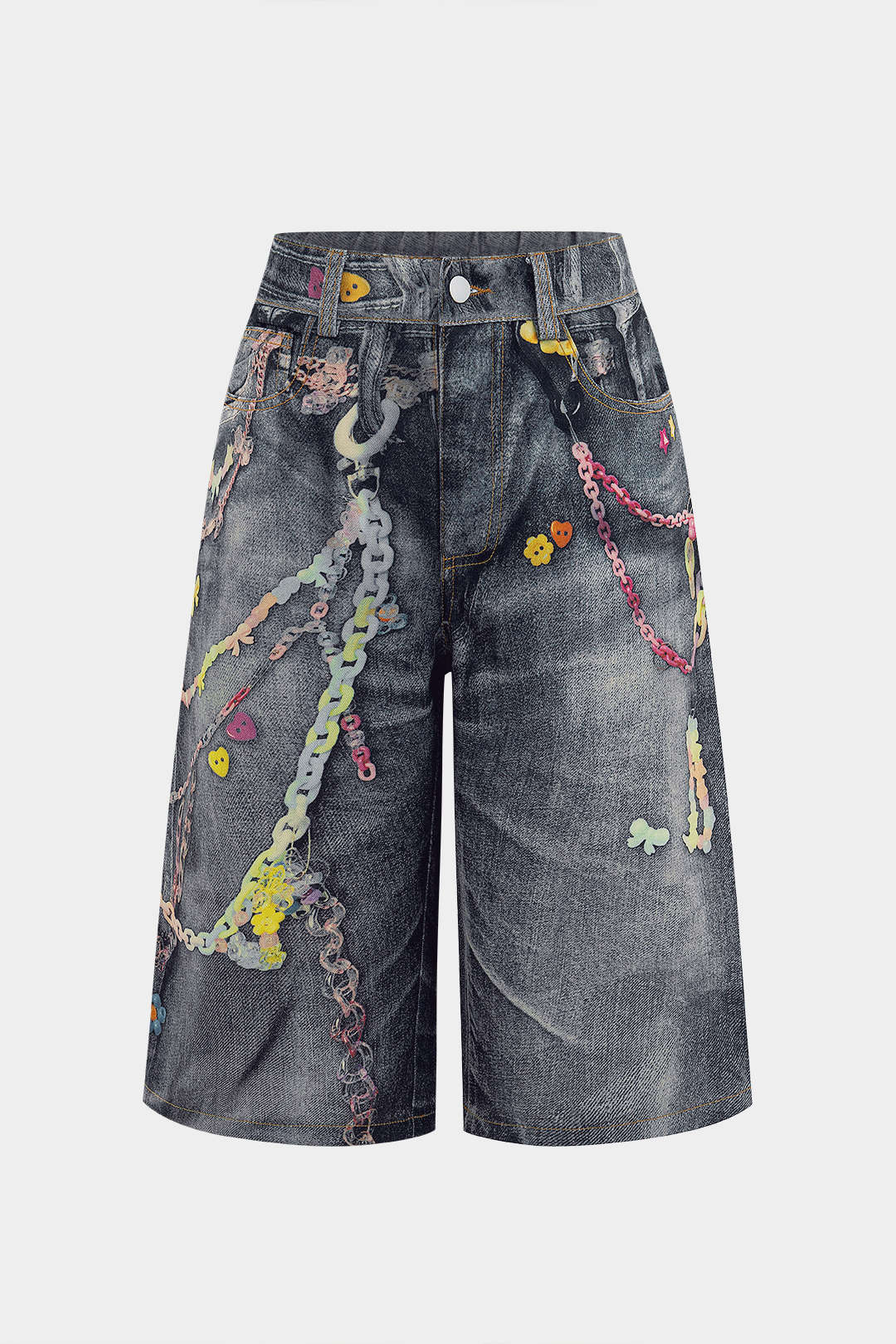 Chain Print  Wide Leg Shorts - Weenar