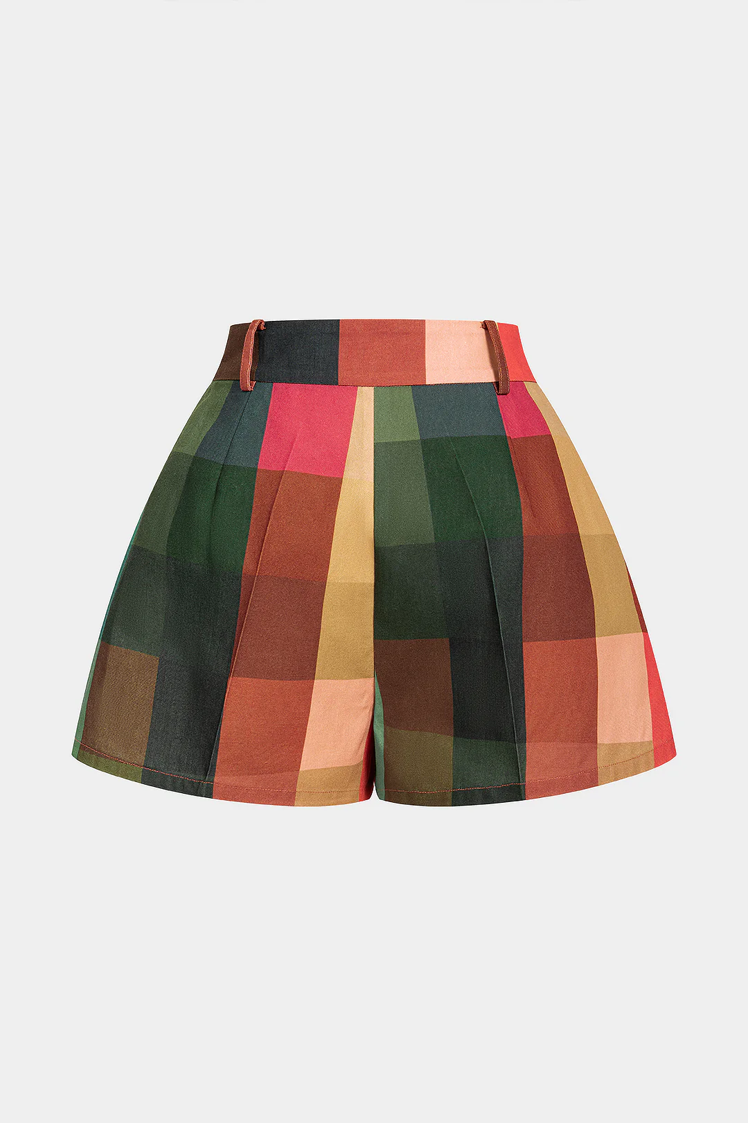 Geometric Plaid Print Wide Leg Shorts - Weenar