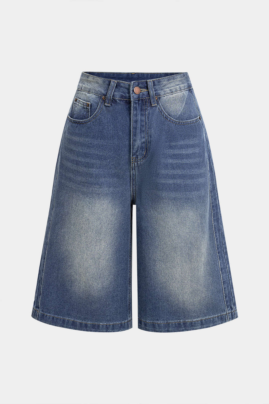 Denim High Waist Wide Leg Shorts - Weenar
