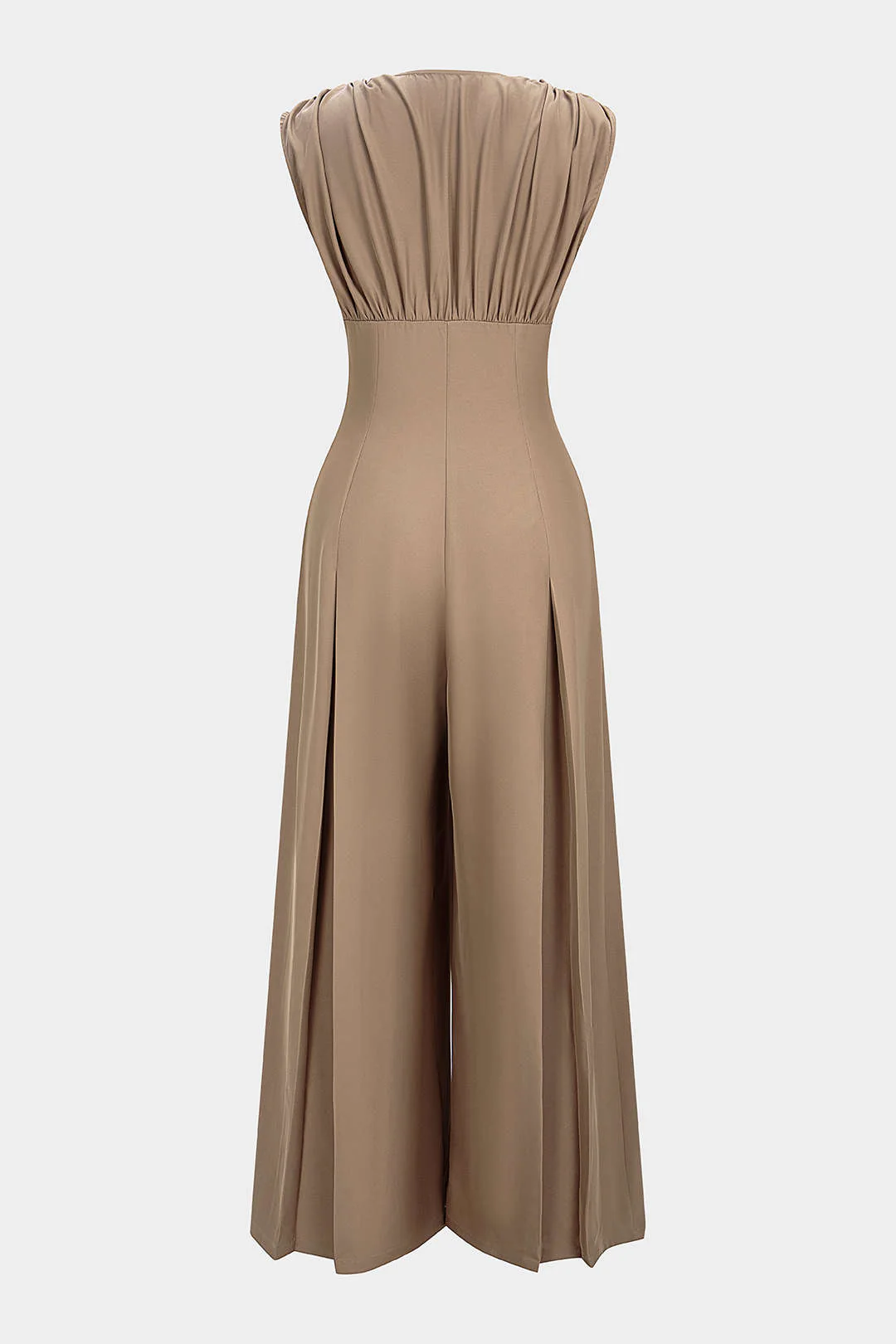 V-Neck Ruched Sleeveless Jumpsuit - Weenar