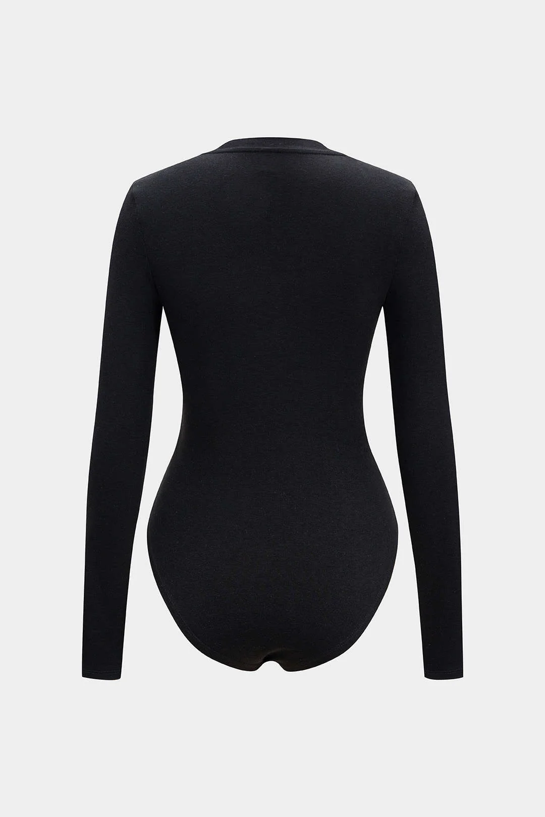 Faux Leather Crossed V-Neck Long Sleeve Bodysuit - Weenar