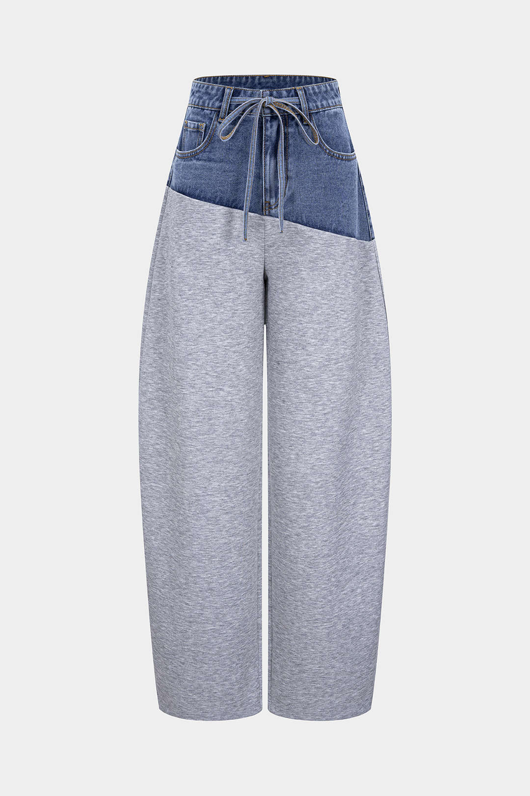 Denim Patchwork Drawstring Jeans - Weenar