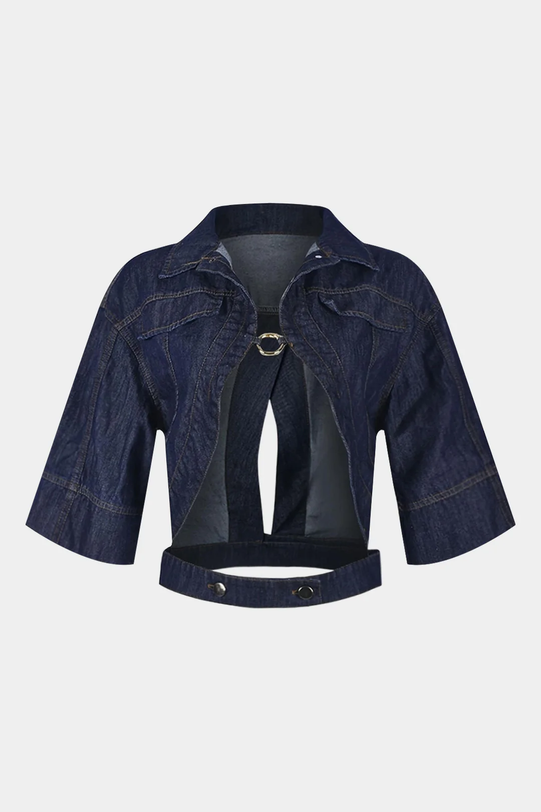 Denim Cut Out Belted Outerwear - Weenar
