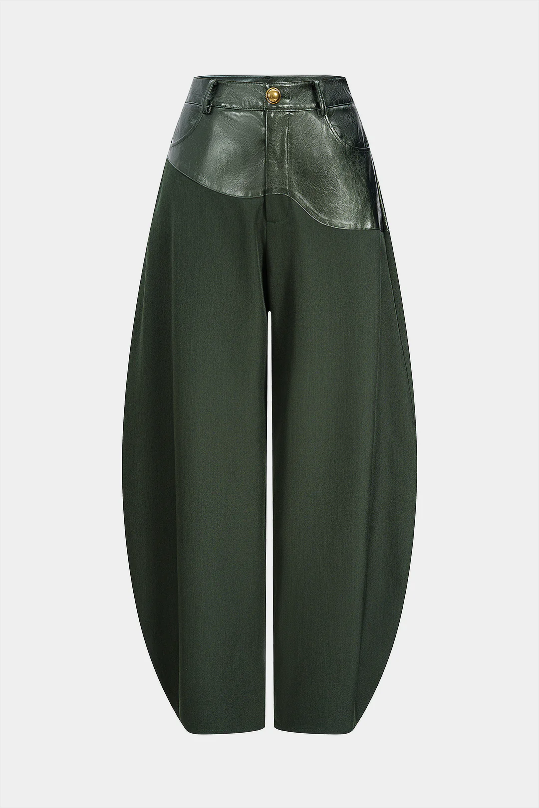 Faux Leather Patchwork Zipper Pocket Pants - Weenar
