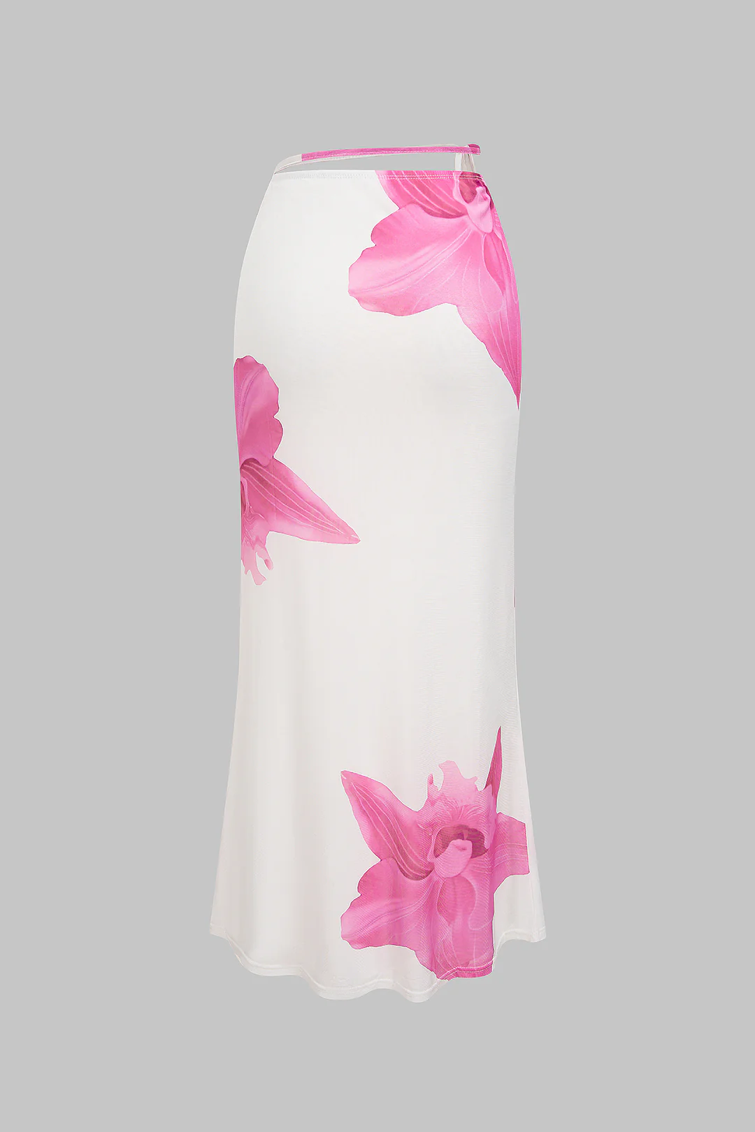 Floral Print Mesh Tie-Up Skirt - Weenar