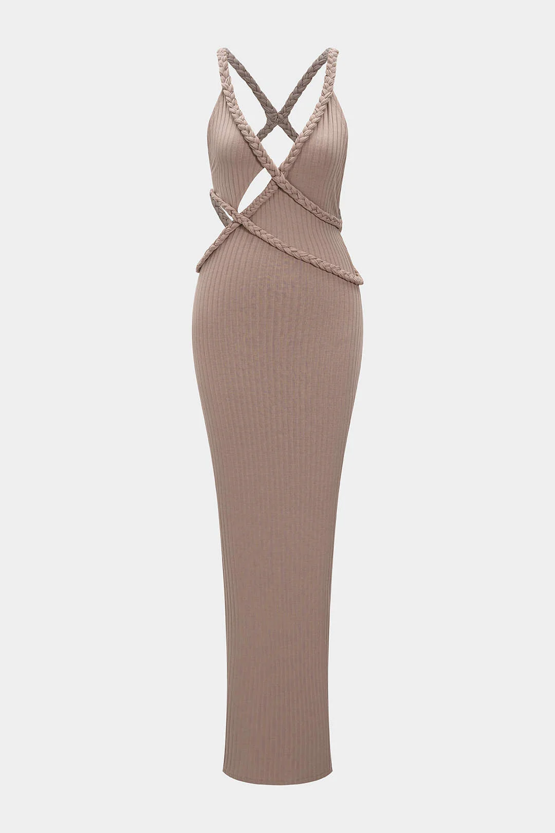 Asymmetrical Braided Backless Sleeveless Maxi Dress - Weenar