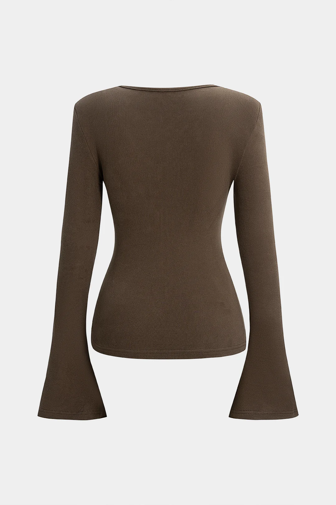 Ruched Shoulder Pads Long-Sleeve Top - Weenar