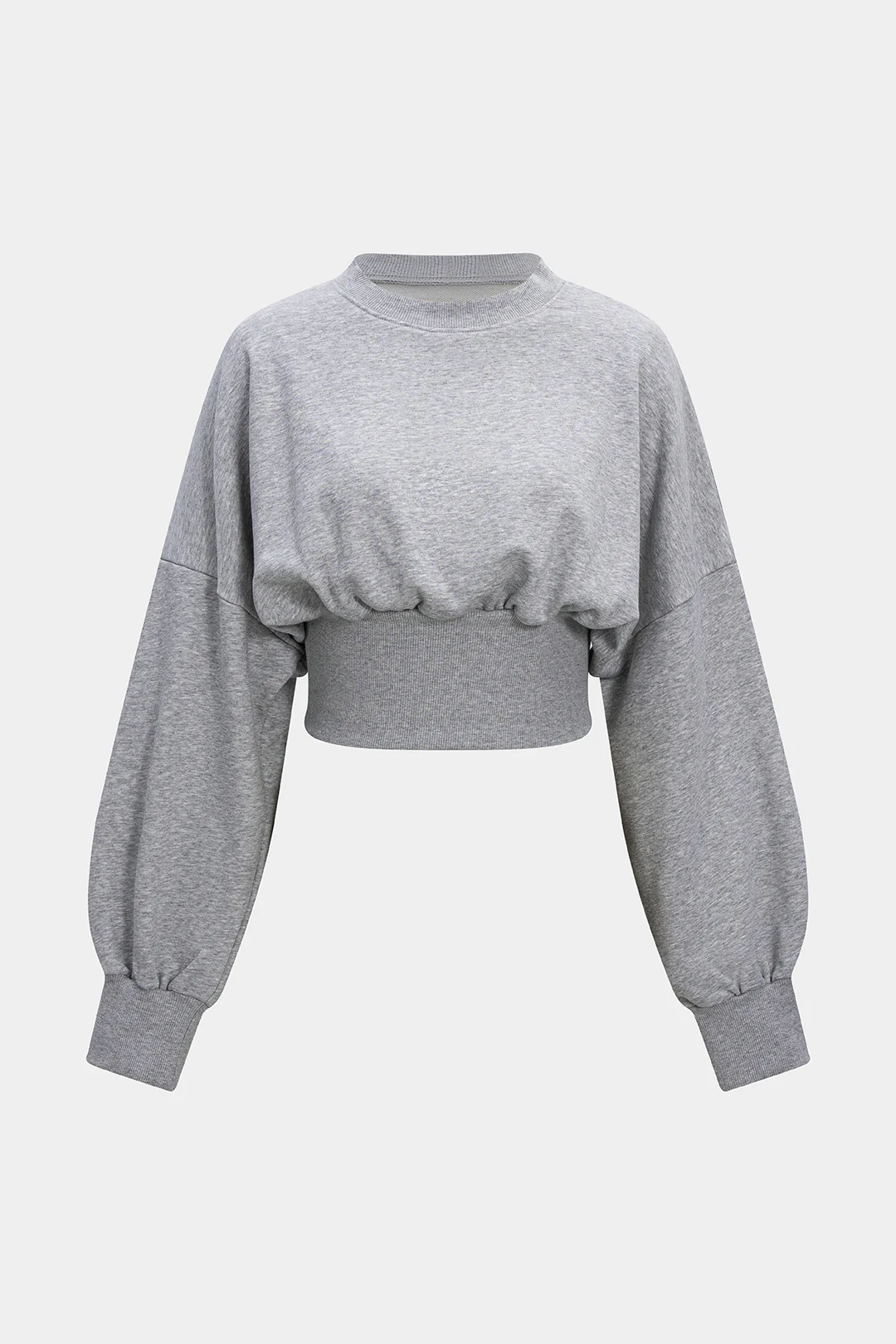 Round Neck Lantern Sleeve Sweatshirt - Weenar
