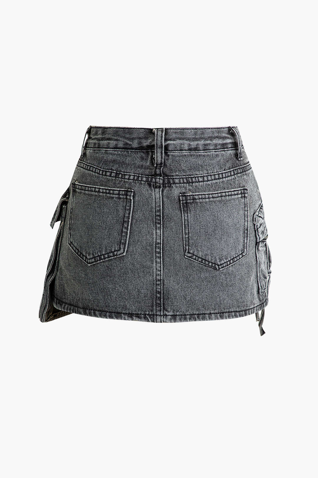Graffiti Flap Pocket Denim Mini Skirt - Weenar