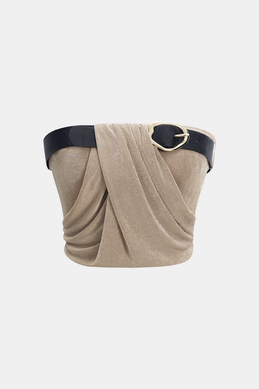 Ruched Belted Tube Top - Weenar