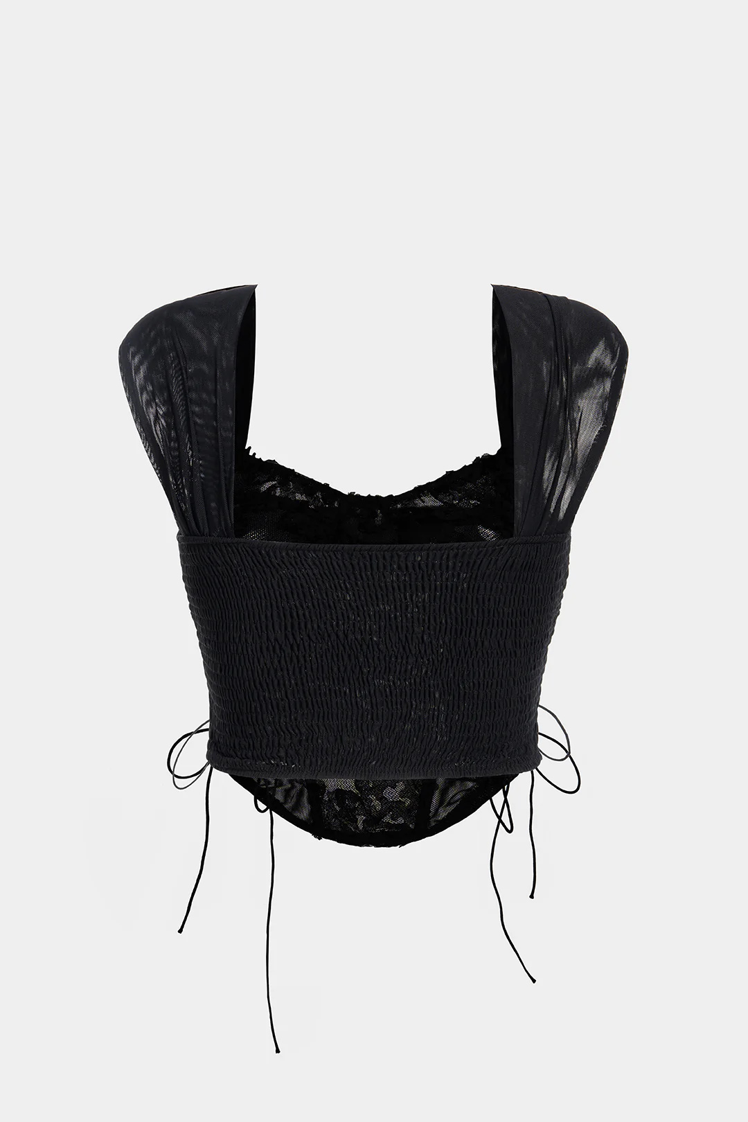 Mesh Tie-Up Smocked Tank Top - Weenar