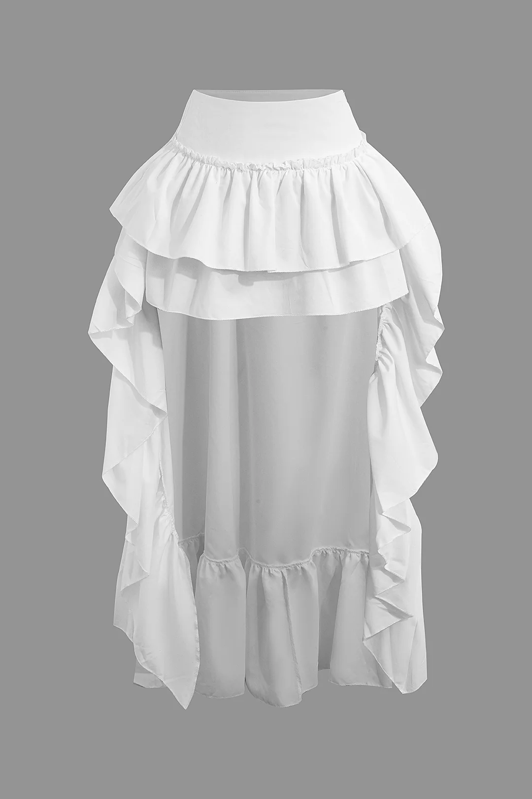 Ruched Ruffle Asymmetrical Skirt - Weenar