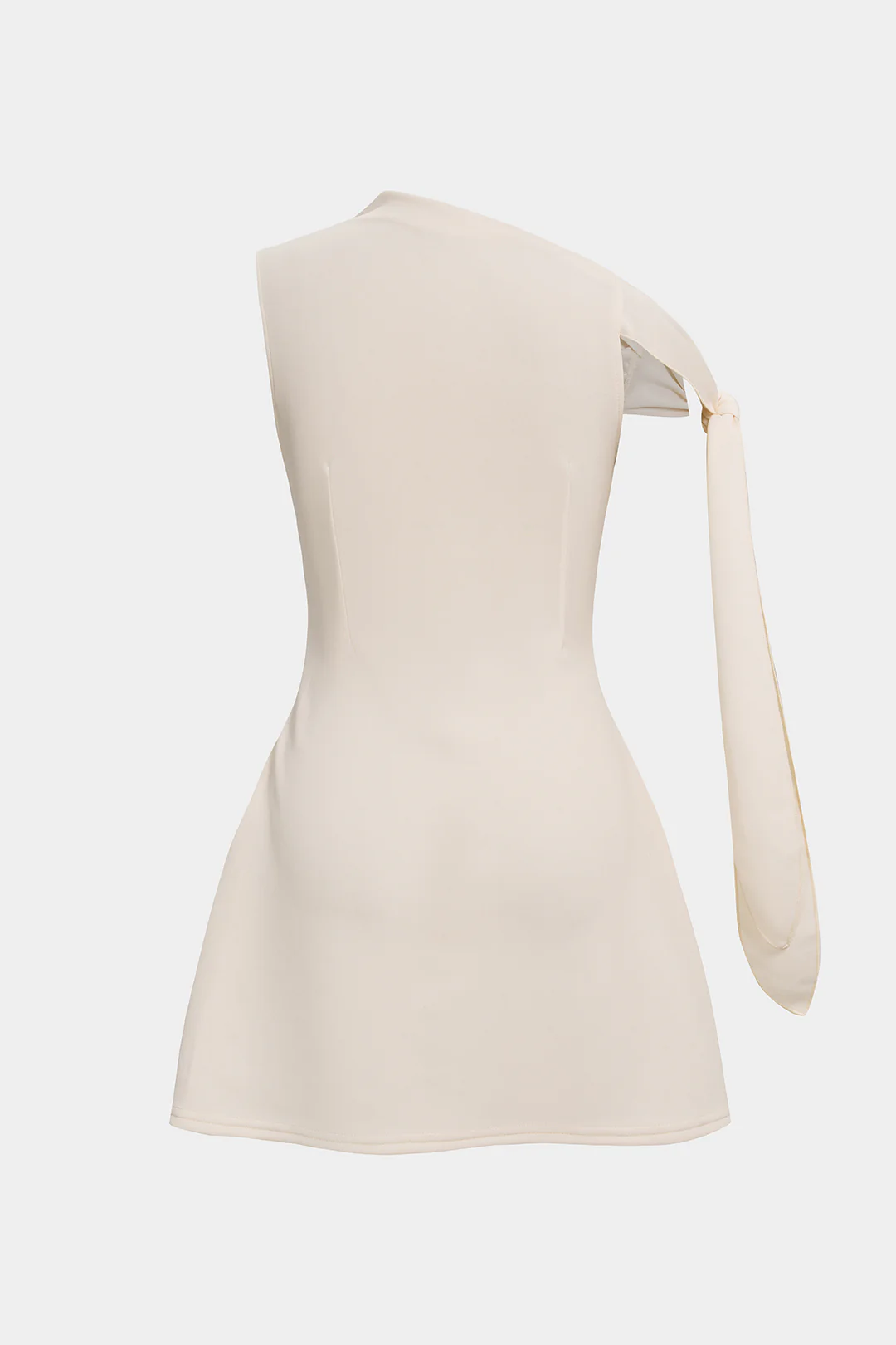 Asymmetrical Tie-Up One Shoulder Sleeveless Mini Dress - Weenar