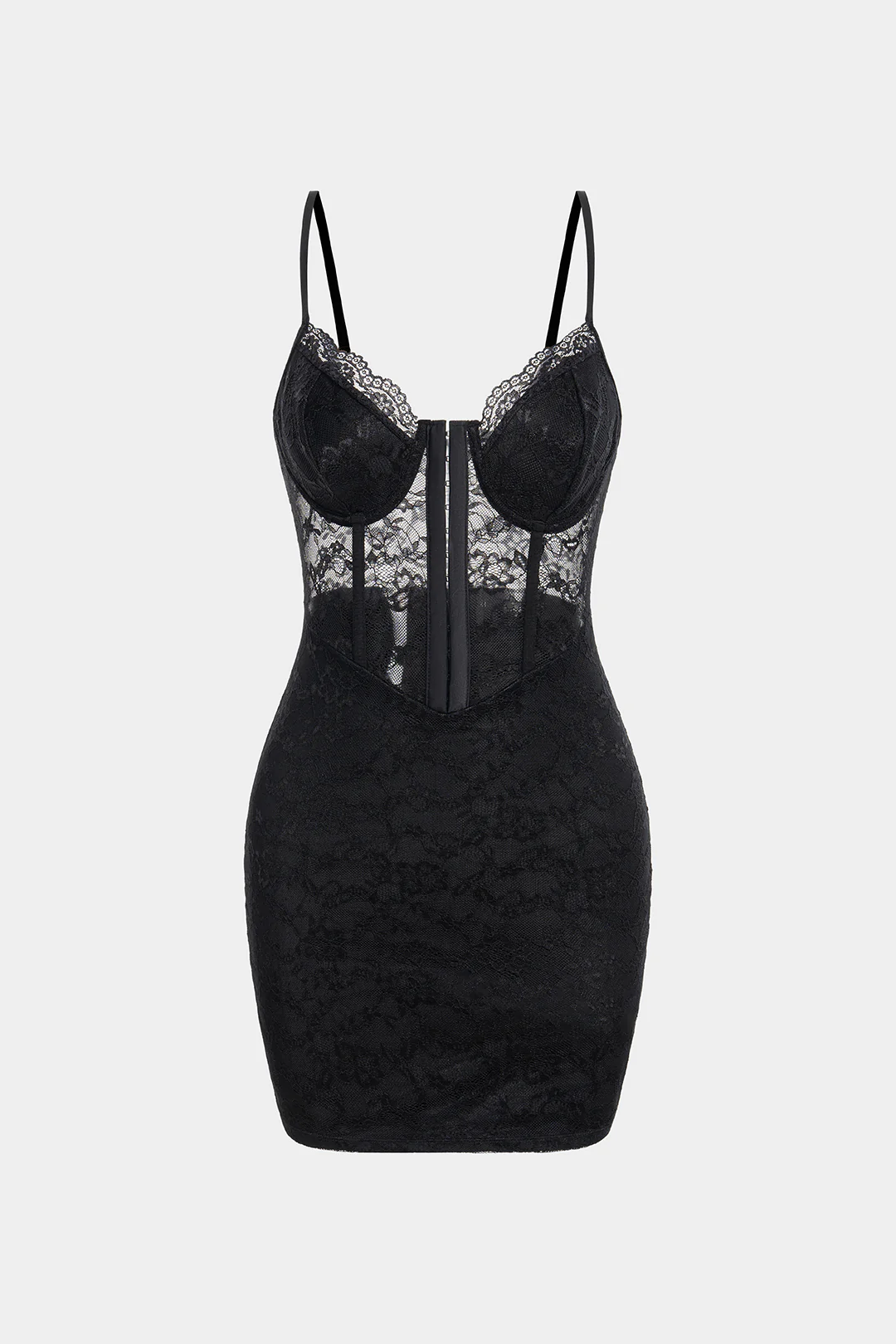 Lace Sheer Corset Sleeveless Midi Dress - Weenar
