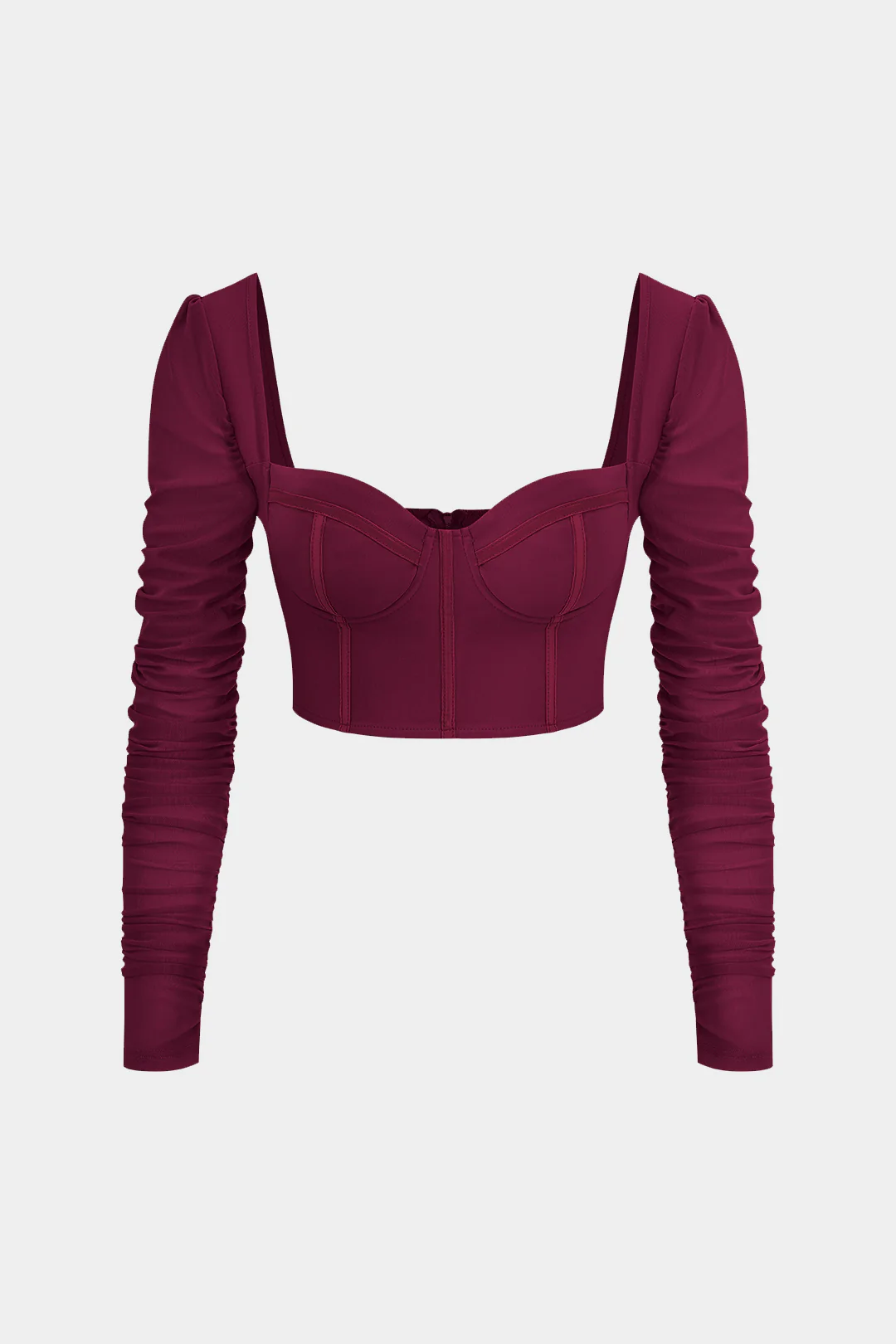 Bustier Mesh Patchwork Long Sleeve Top - Weenar