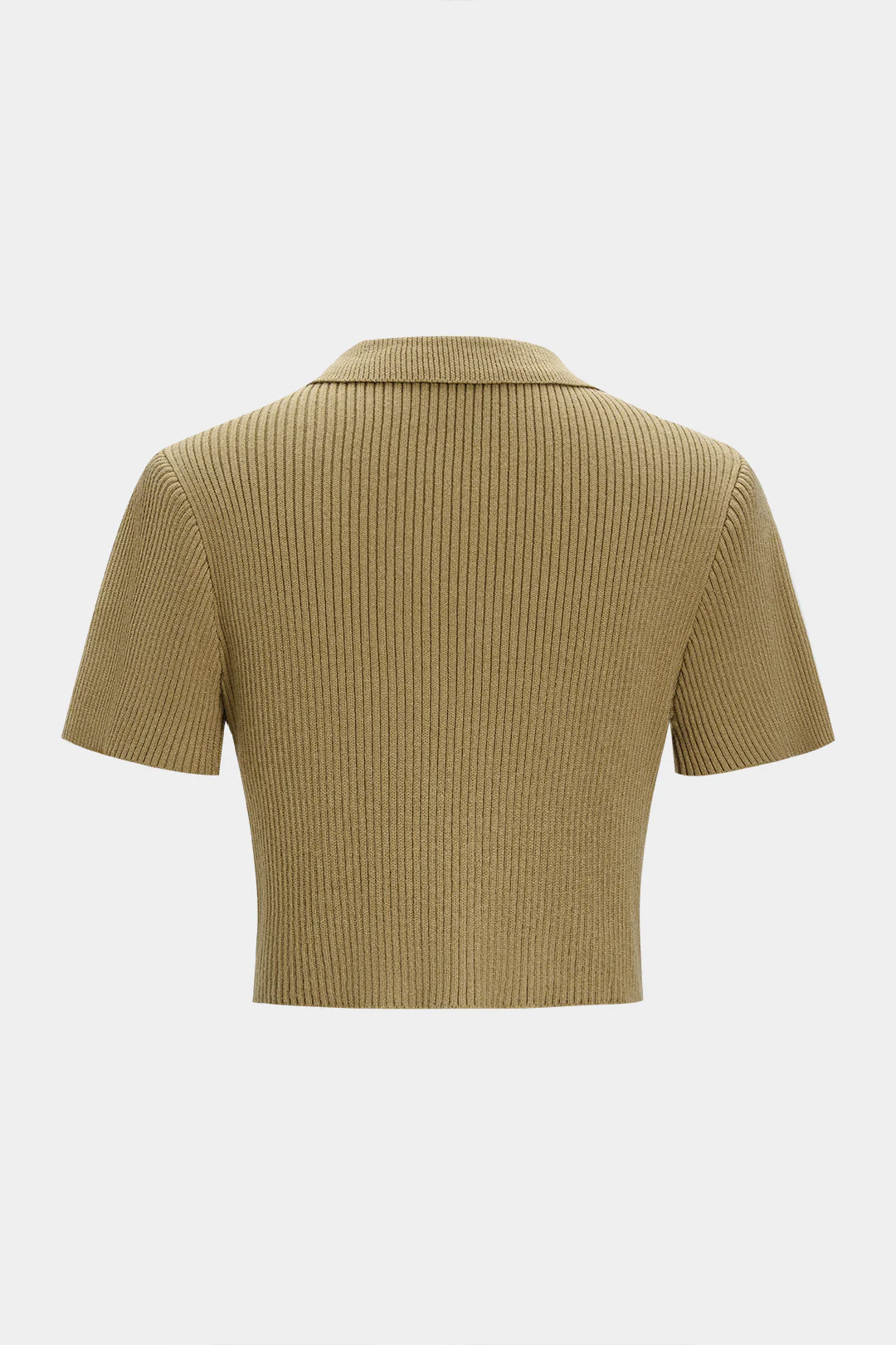 Knit Contrast Asymmetrical Metallic Button Short-Sleeve Top - Weenar