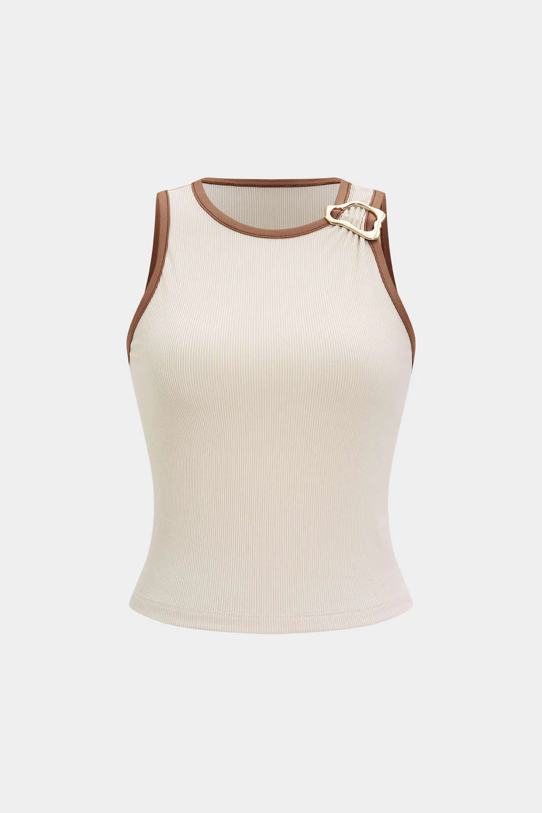Contrast Metallic Decor Sleeveless Tank Top - Weenar
