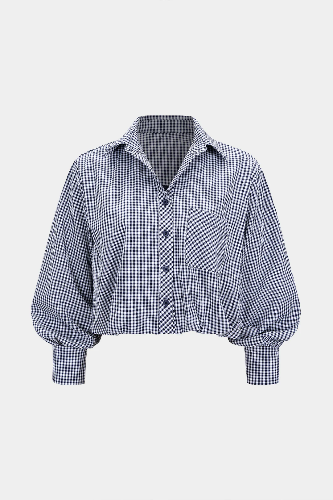 Plaid Print Lapel Button Long Sleeve Shirt - Weenar