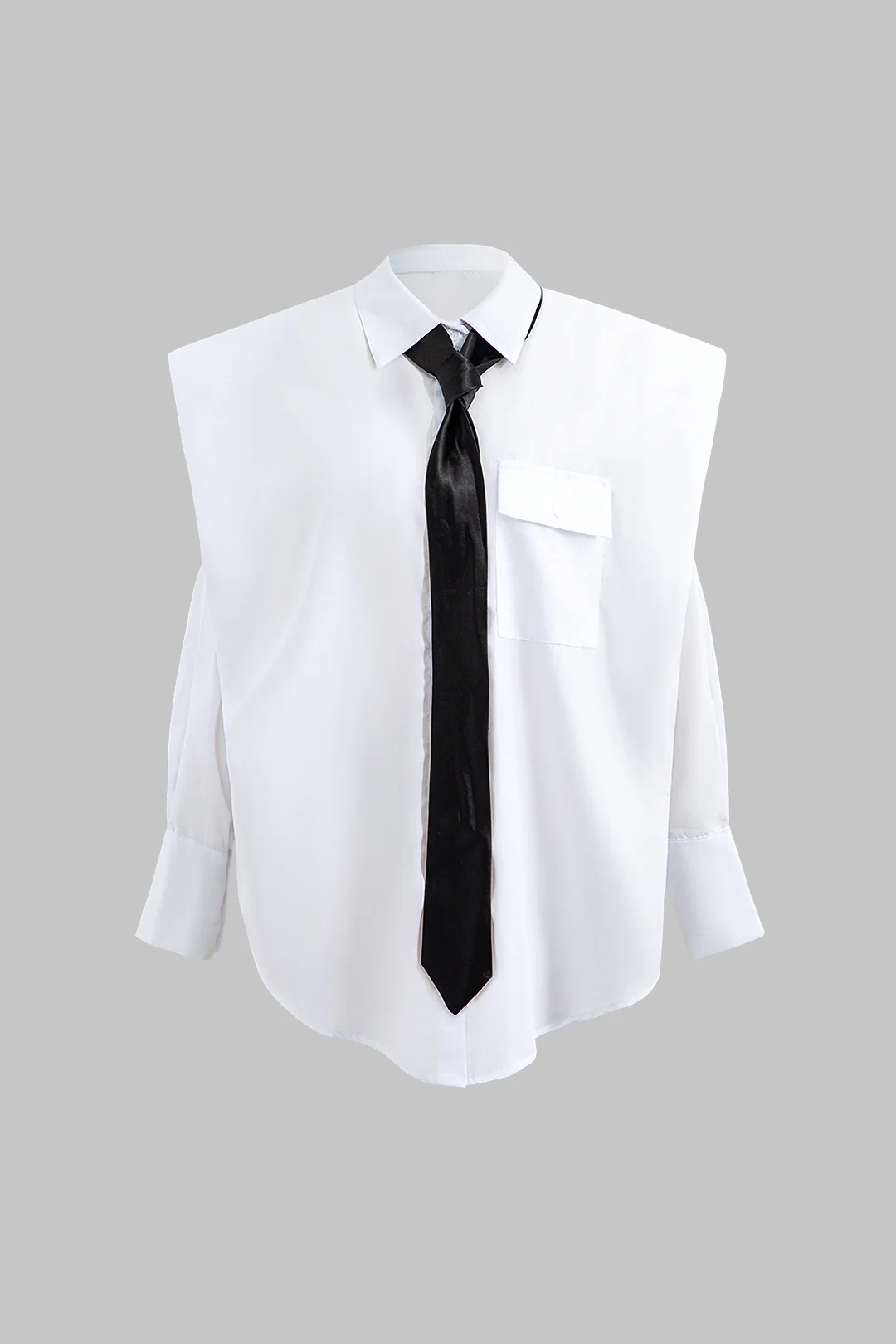 Solid Long Sleeve Shirt With Tie - Weenar