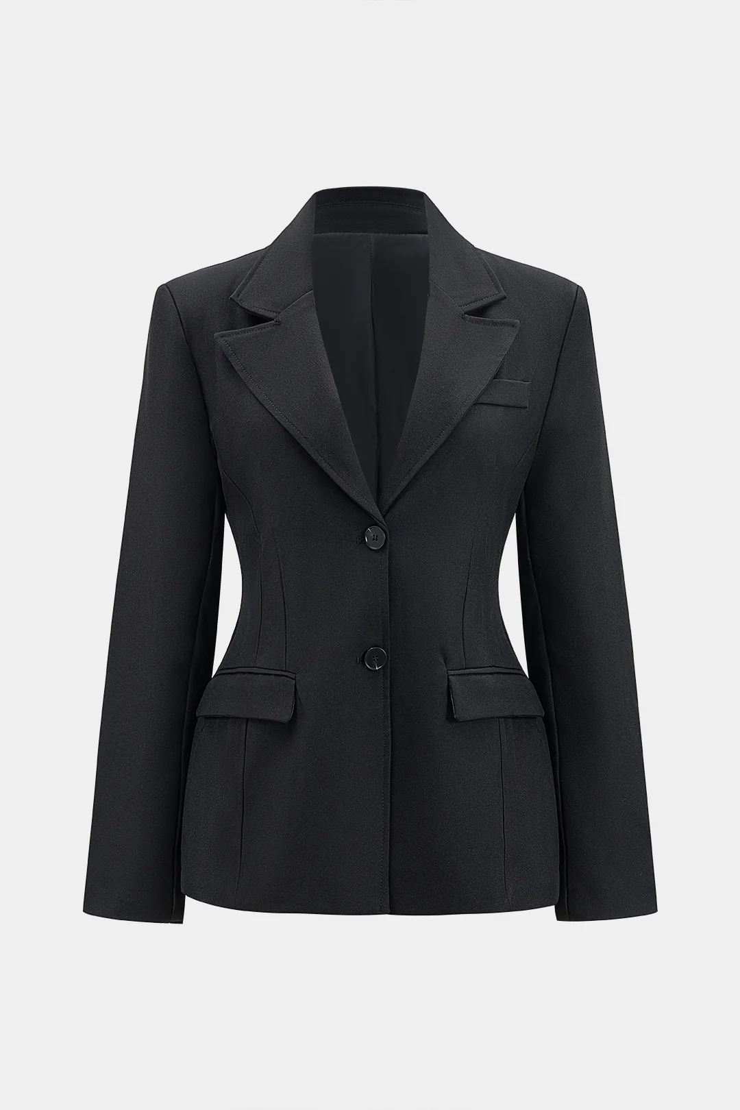 Notched Lapel Button Shoulder Pads Blazer - Weenar