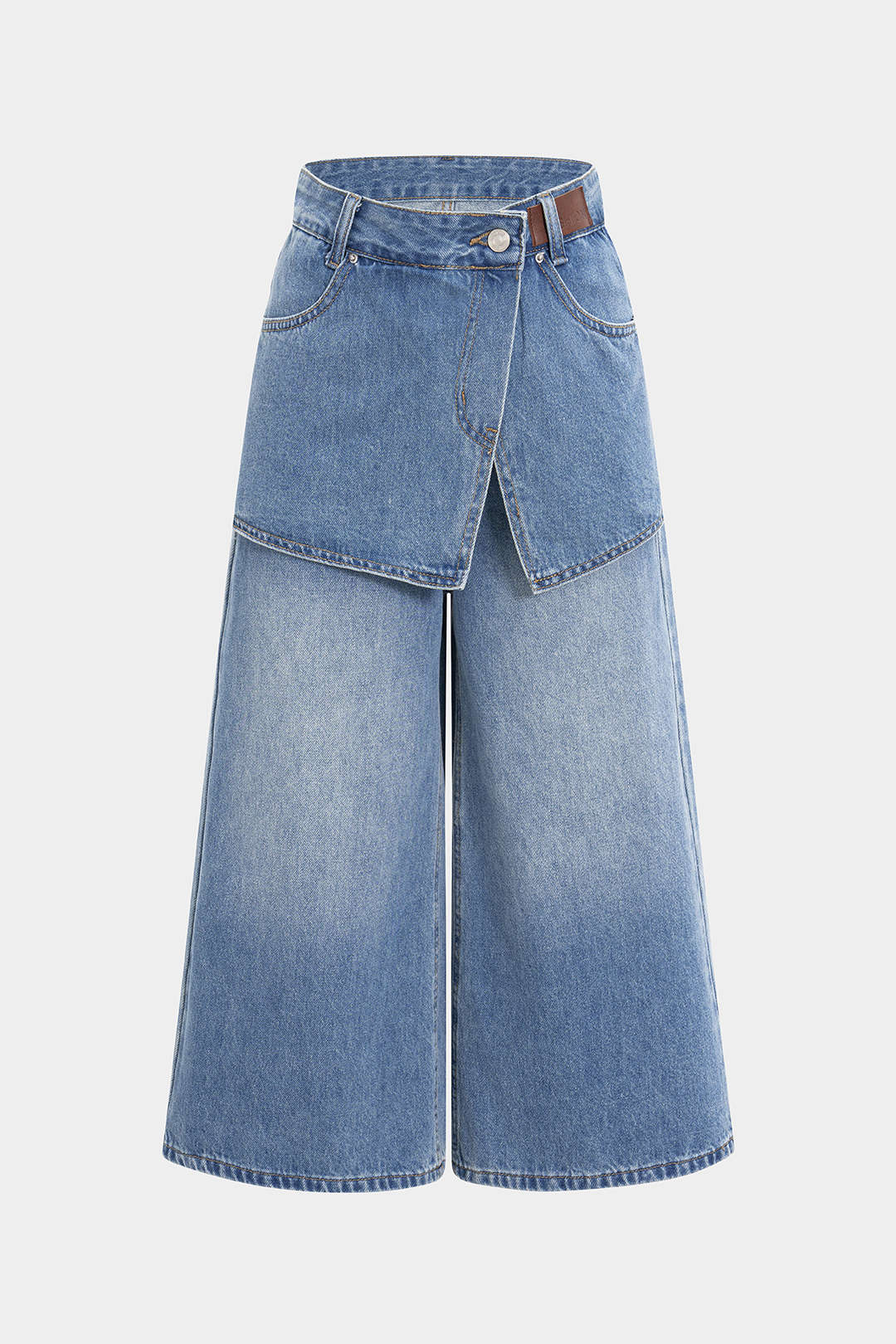 Denim Patchwork Asymmetrical Jorts - Weenar