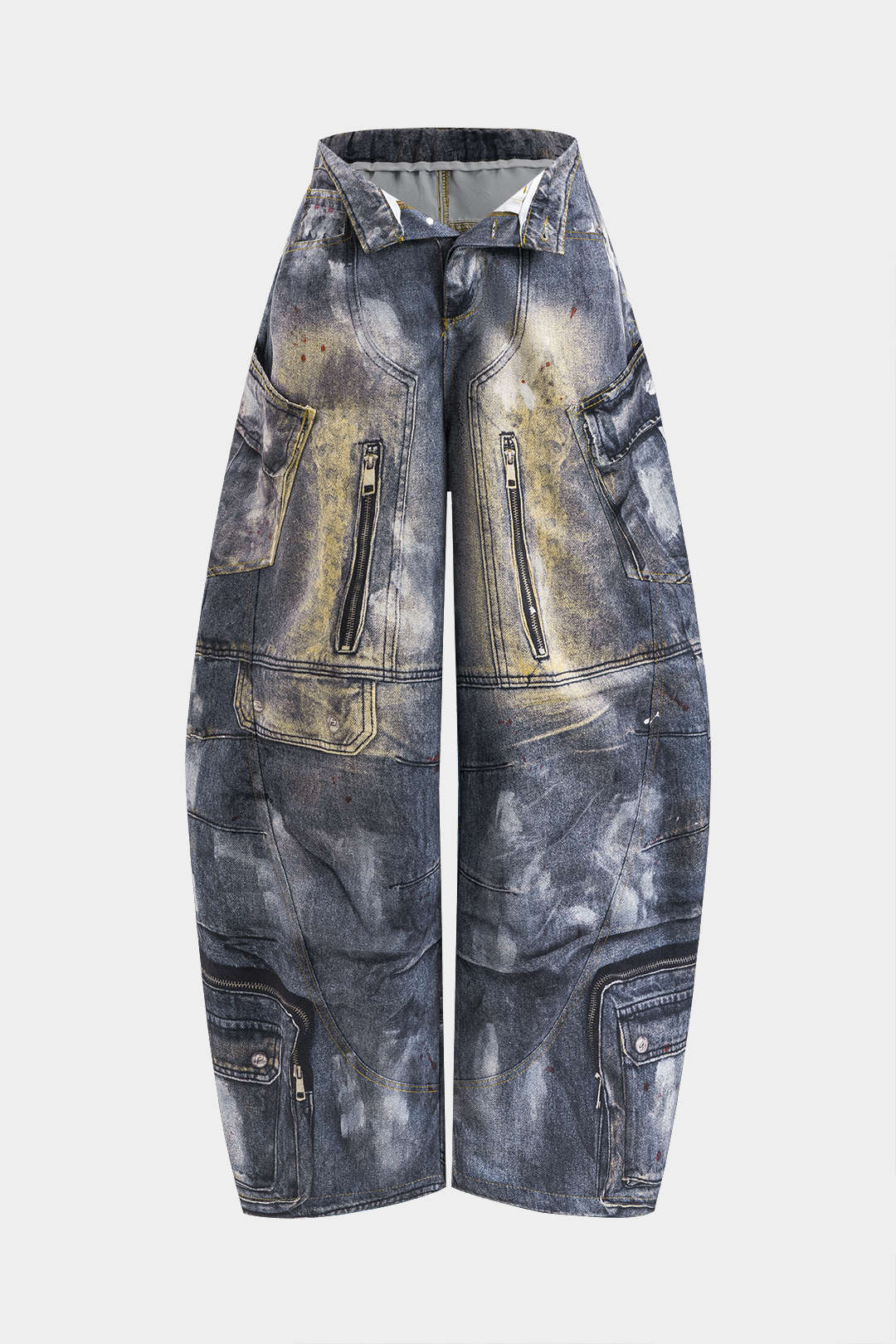 Abstract Print Pocket Barrel Trousers - Weenar