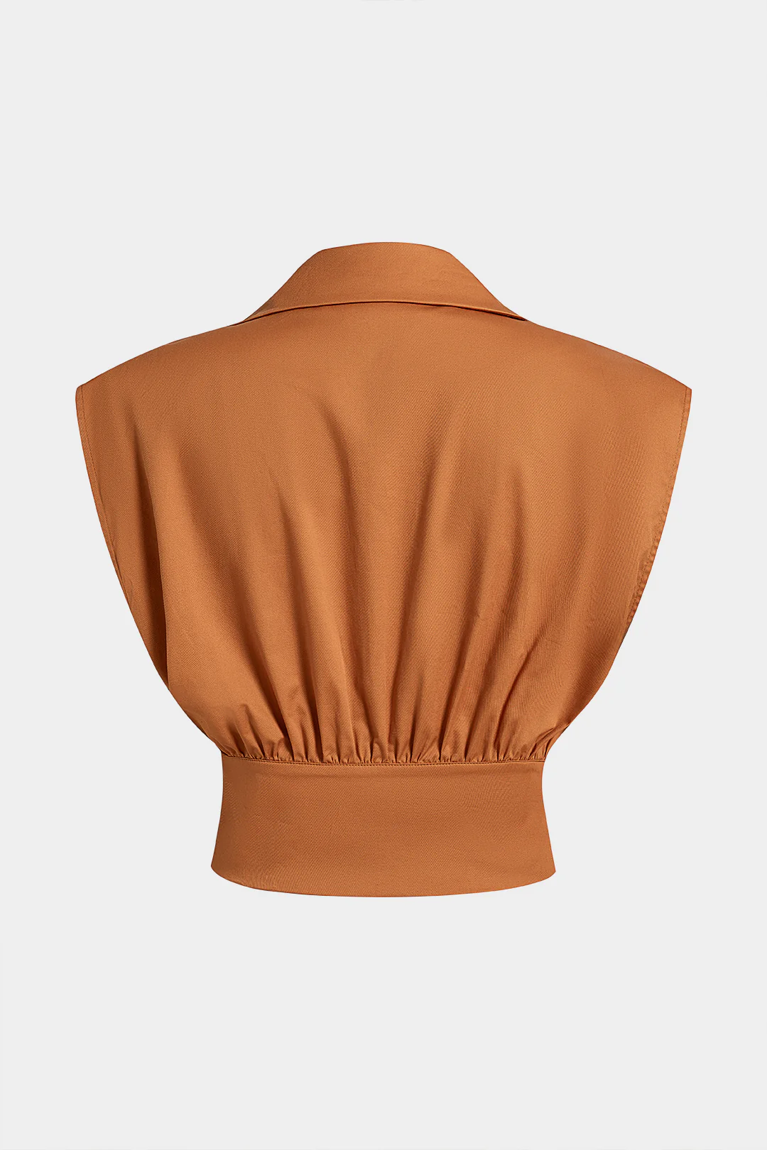 Solid Notched Lapel Ruched Vest - Weenar