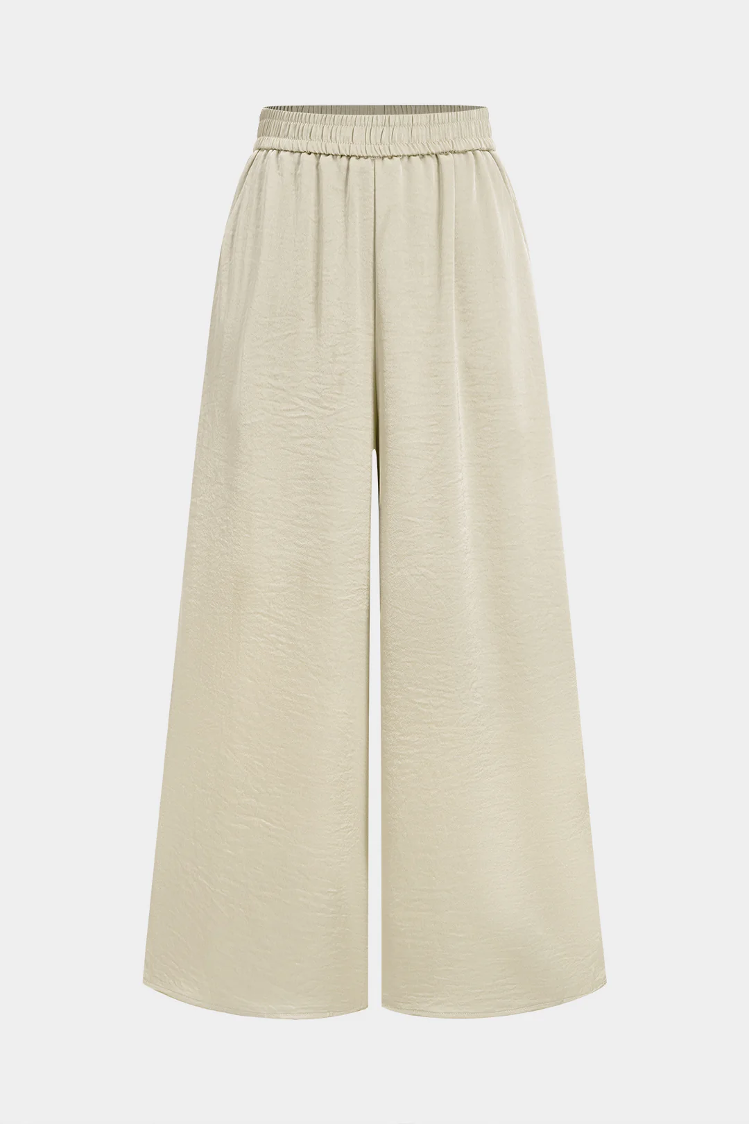 Satin High Waist Wide Leg Trousers - Weenar