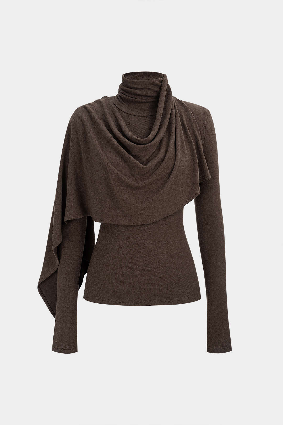 Solid High Callor Ruched Long-Sleeve Top - Weenar