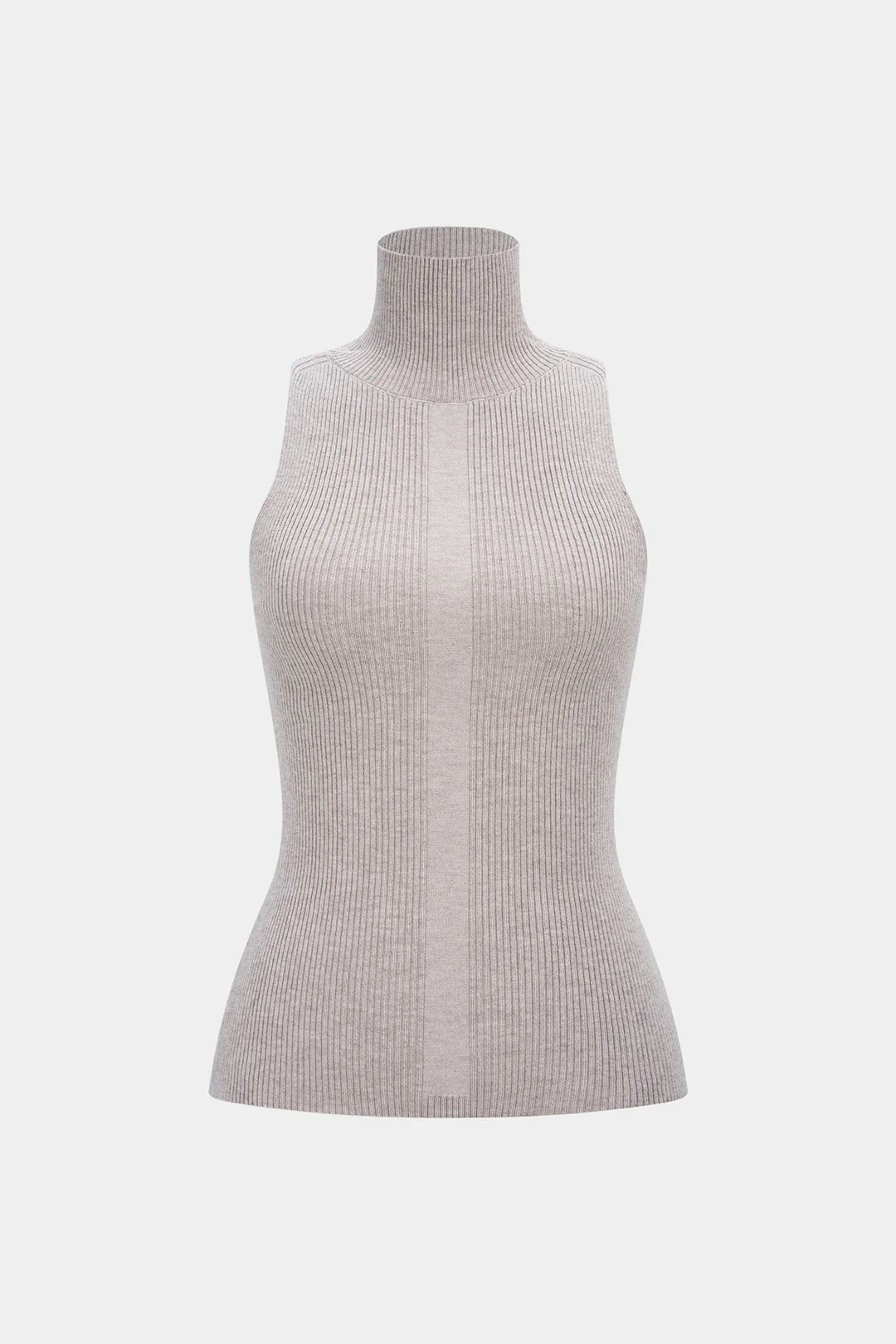 Knit High-Neck Ribbed Tank Top - Weenar
