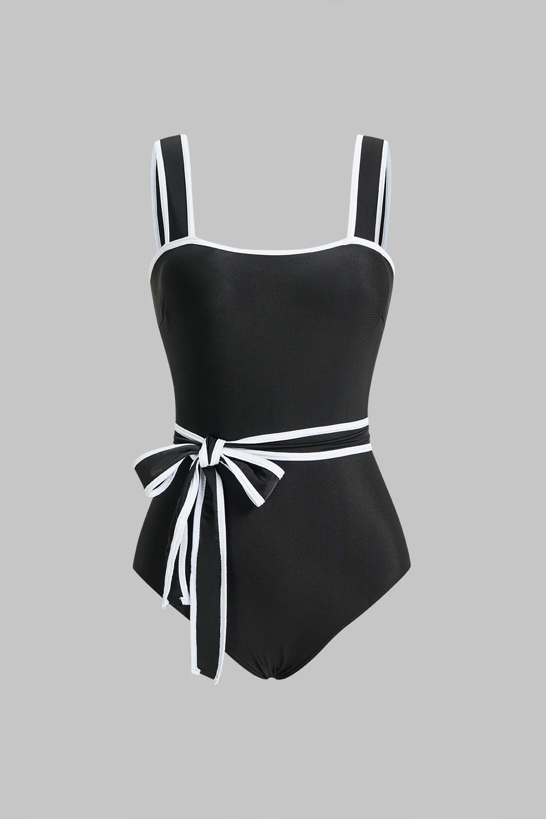Contrast Binding Tie Front Swimsuit - Weenar