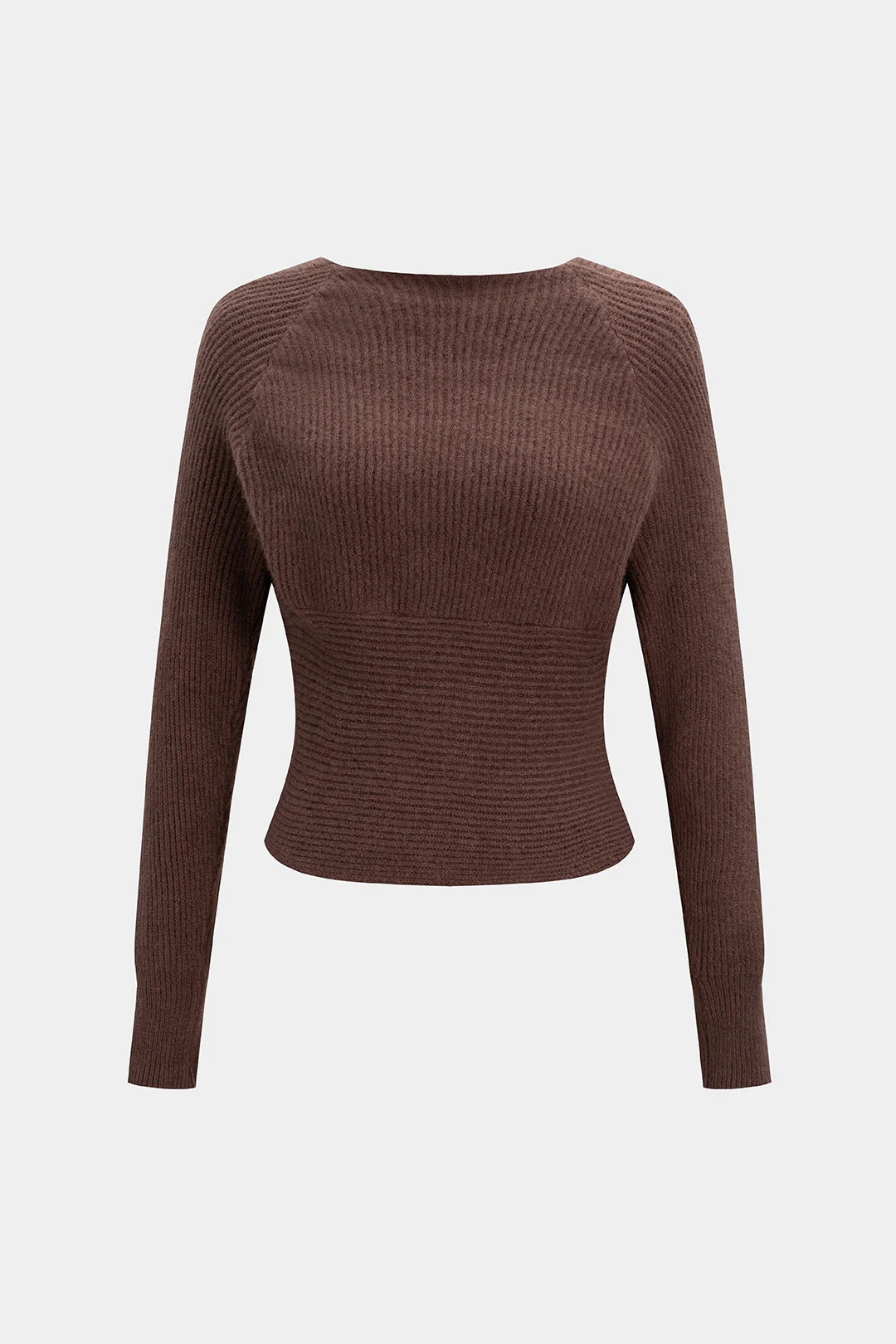Knit Crossed V-Neck Long-Sleeve Top - Weenar