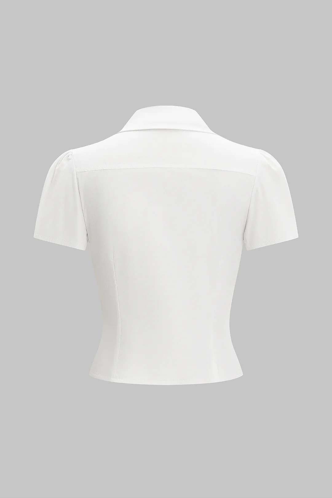 V-Neck Pleated Button Short-Sleeve Shirt - Weenar