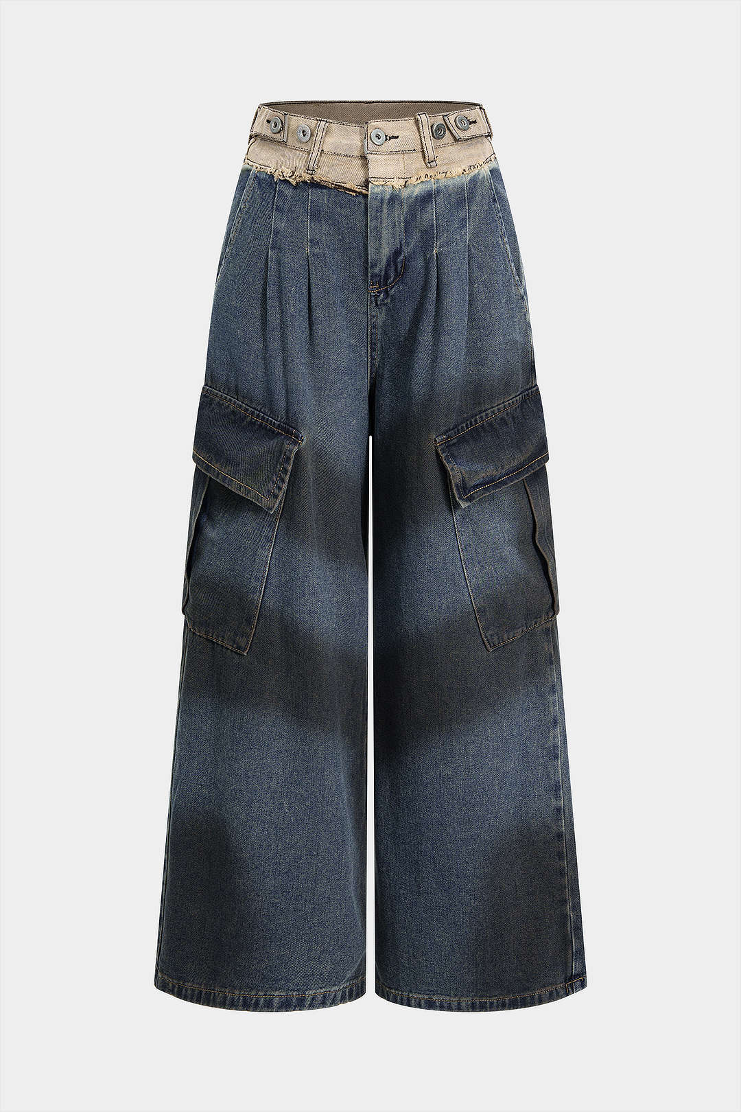 Denim Contrast Pocket High Waist Jeans - Weenar