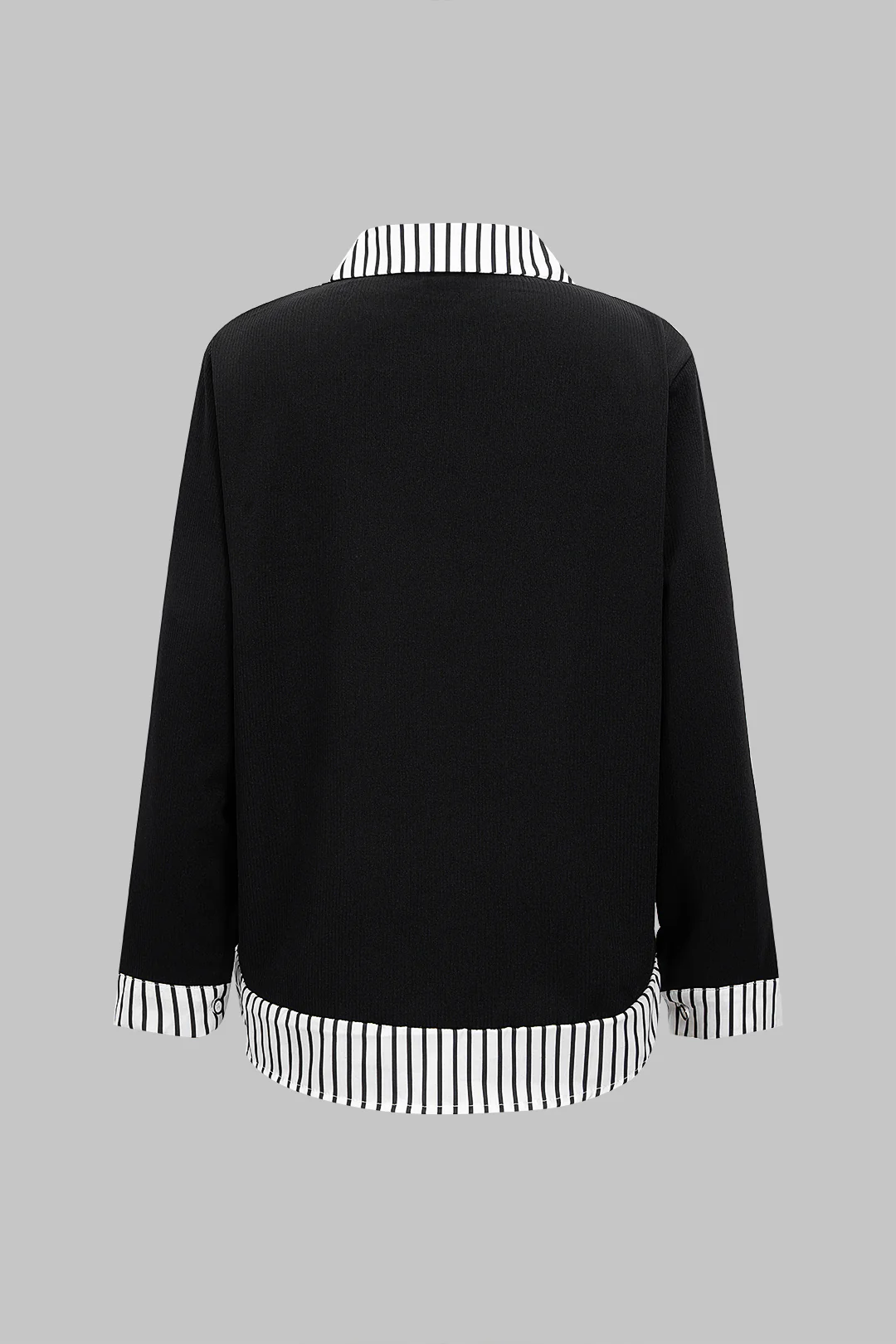 Knit Striped Patchwork Long-Sleeve Top - Weenar