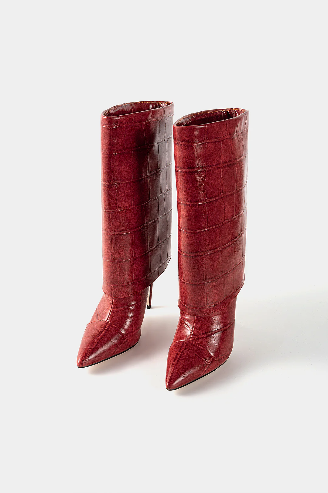 Crocodile Print Mid Calf Boots - Weenar