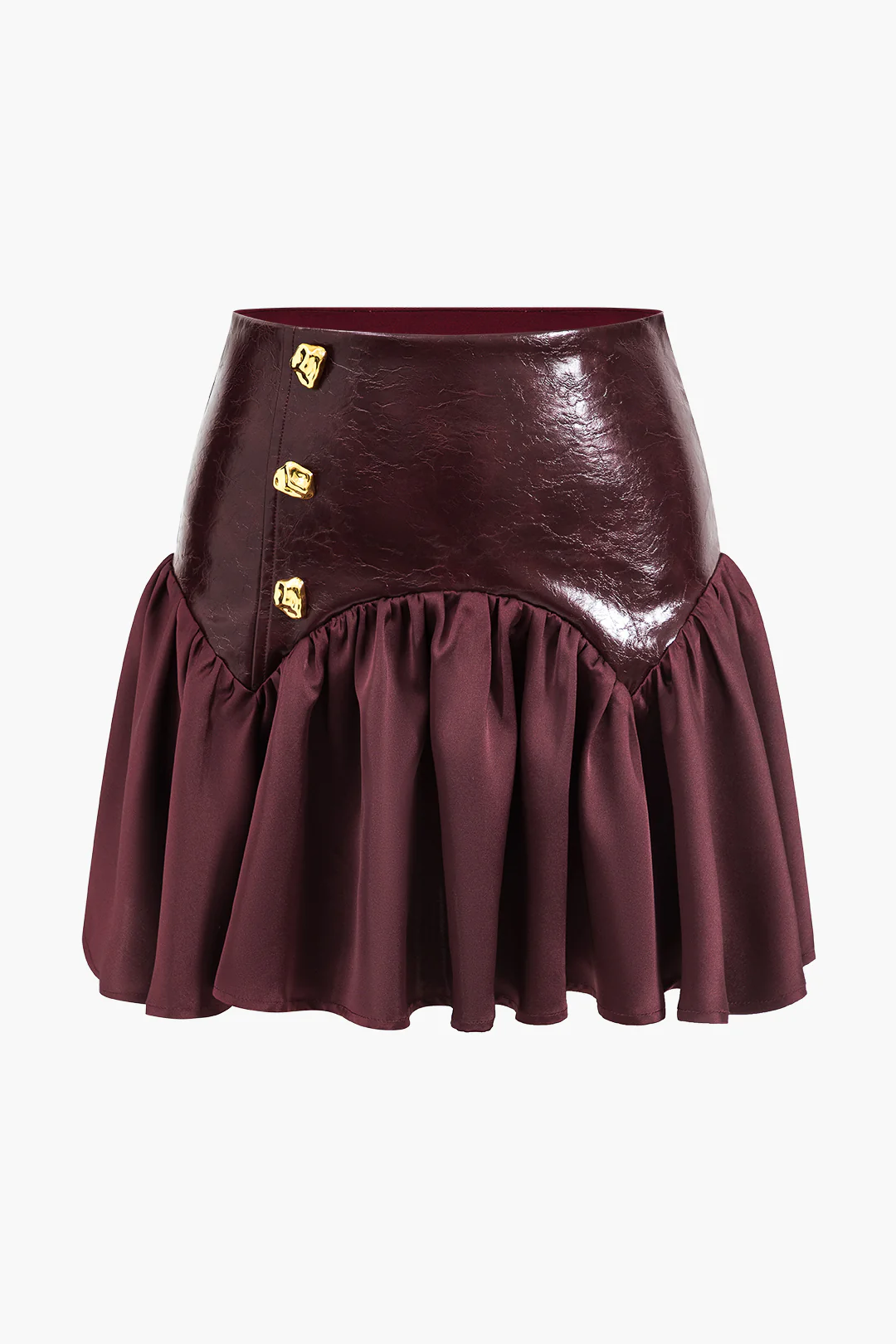Faux Leather Patchwork Skirt - Weenar