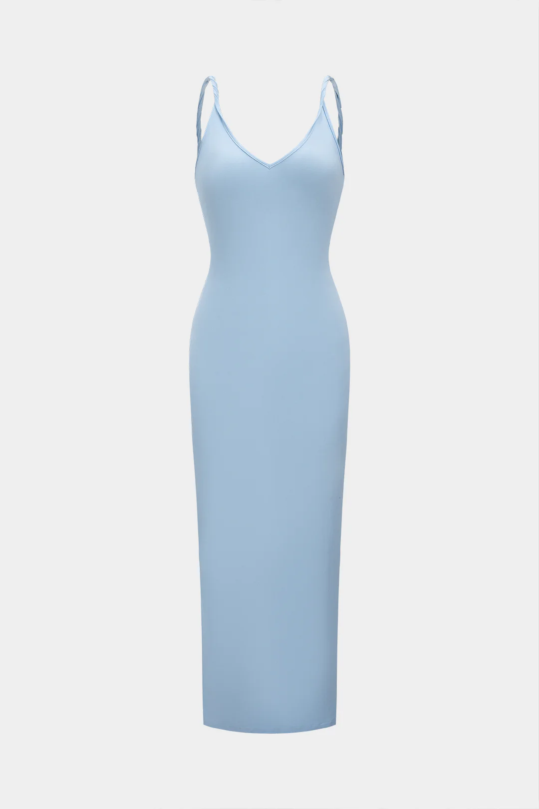 V-Neck Backless Twist Knot Sleeveless Slip Midi Dress - Weenar