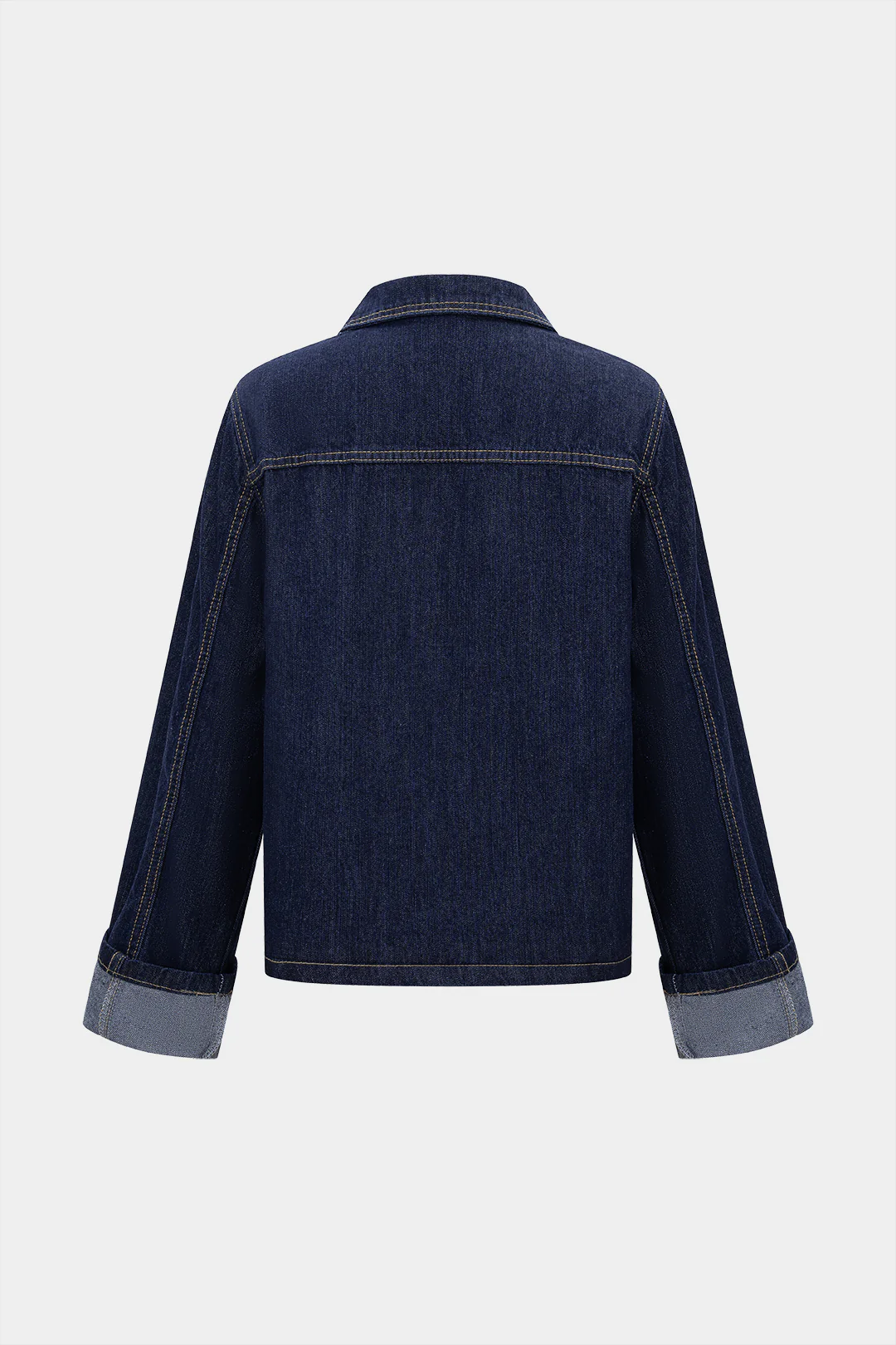 Denim Button Cuffed Long-Sleeve Top - Weenar