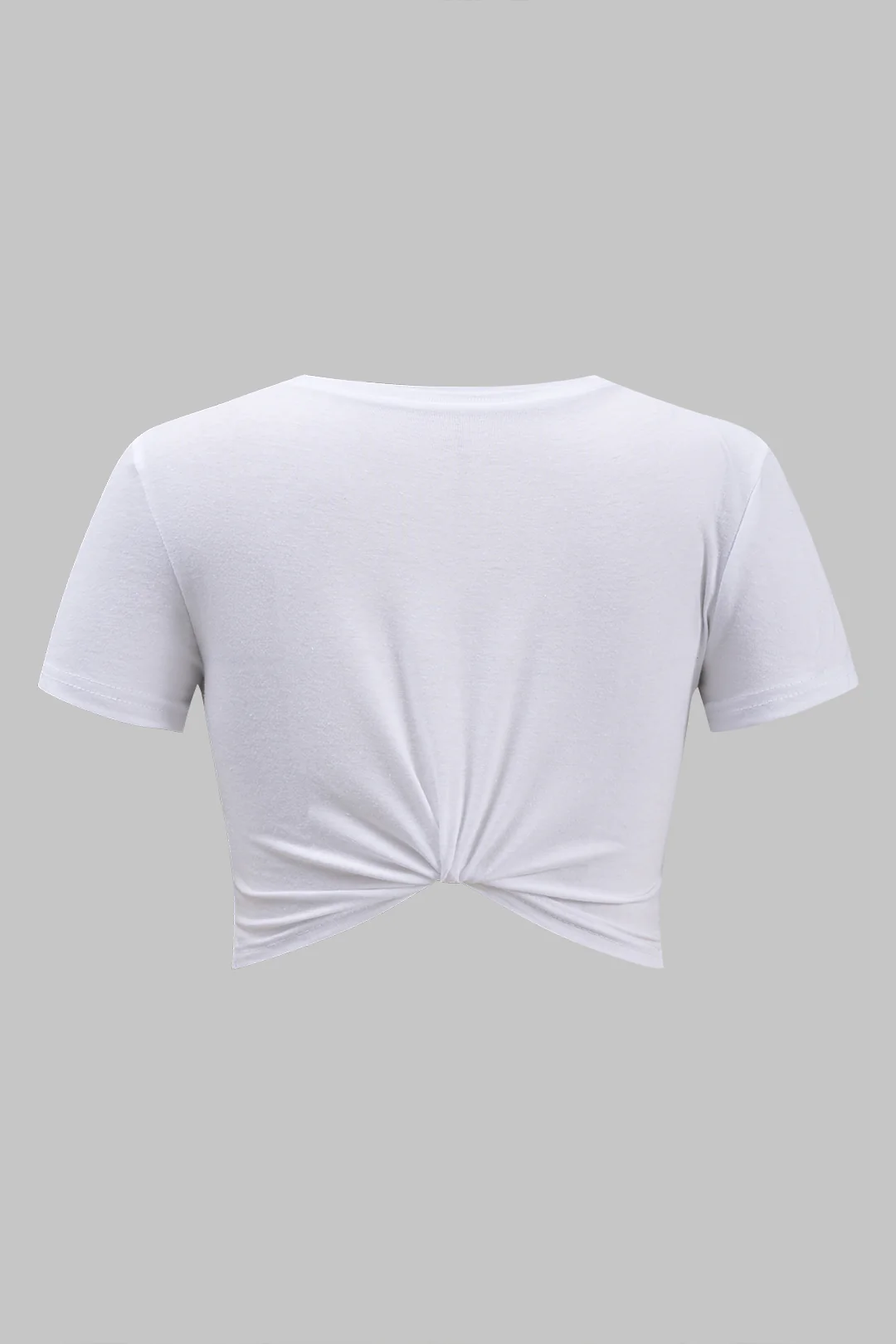 Plus Size Round Neck Denim Patchwork Short Sleeve T-Shirt - Weenar