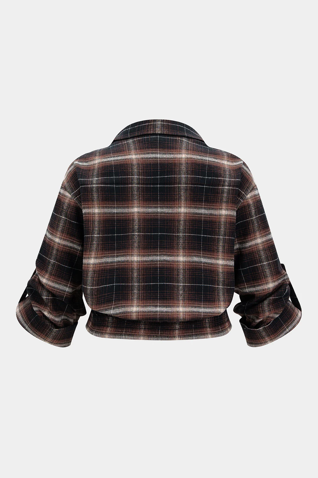Plus Size Plaid Print Waist-Cinching Shirt - Weenar