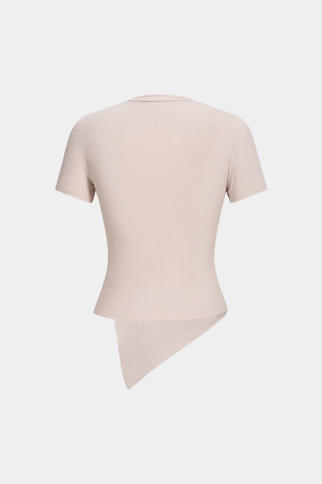 Round Neck Asymmetrical Ruched Short Sleeve T-Shirt - Weenar