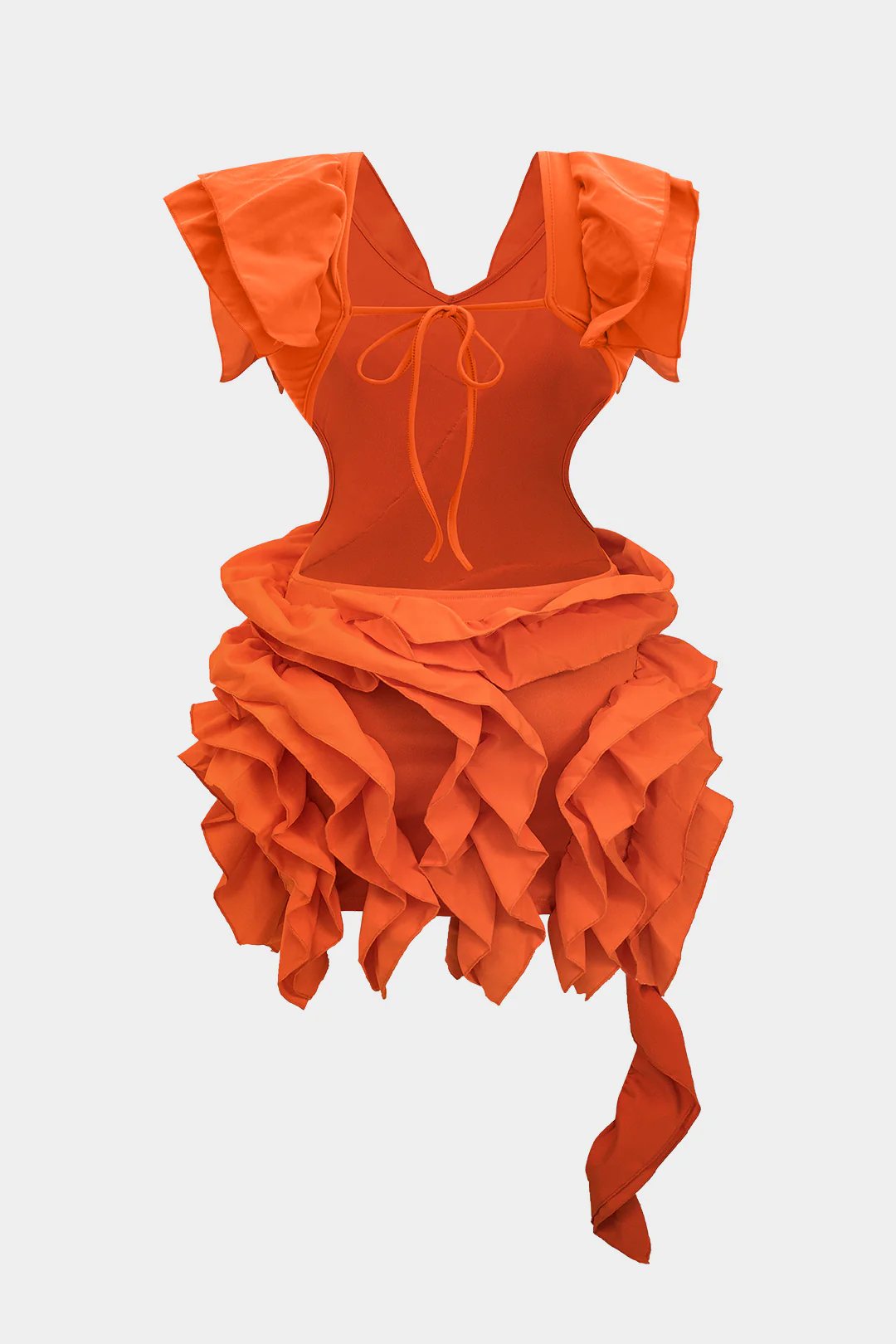 Plus Size Ruffle Backless Cut Out Sleeveless Mini Dress - Weenar