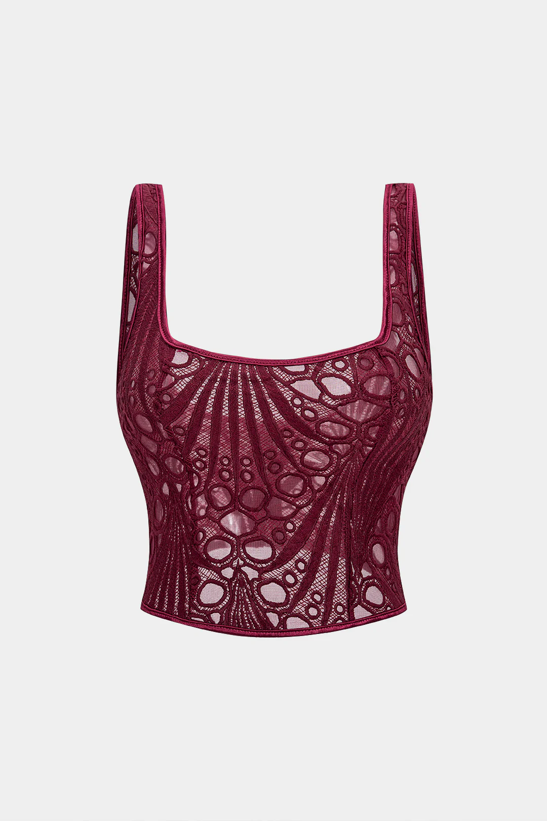 Embroidery Zipper Cut Out Square Neck Cami Top - Weenar