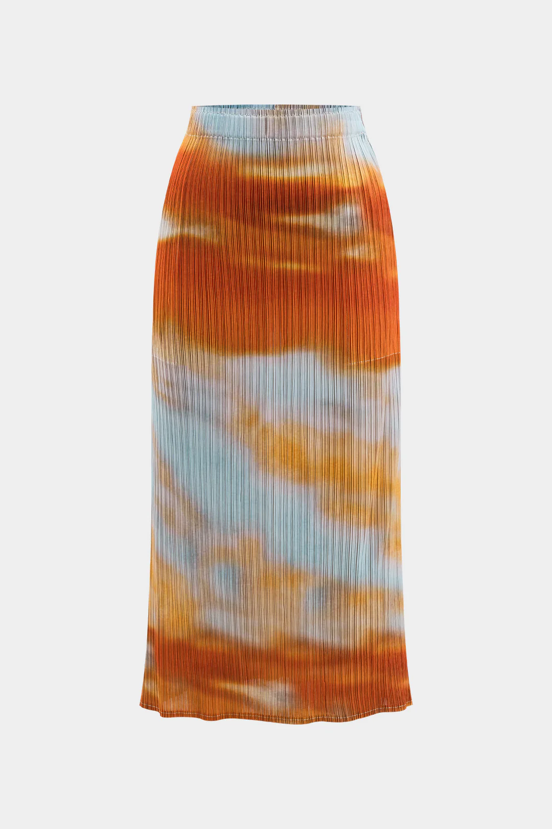 Tie Dye Print Pleated High Waist Split Skirt - Weenar